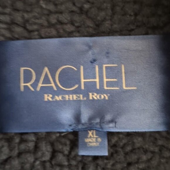 Rachel Roy Womens Moto Jacket Size XL Riveted Snap Down Biker Greaser Two Tone - Picture 4 of 7